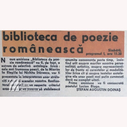 &#8221;Biblioteca de poezie românească&#8221;. Prima edi&#539;ie a emisiunii. Lucian Blaga (1969)
