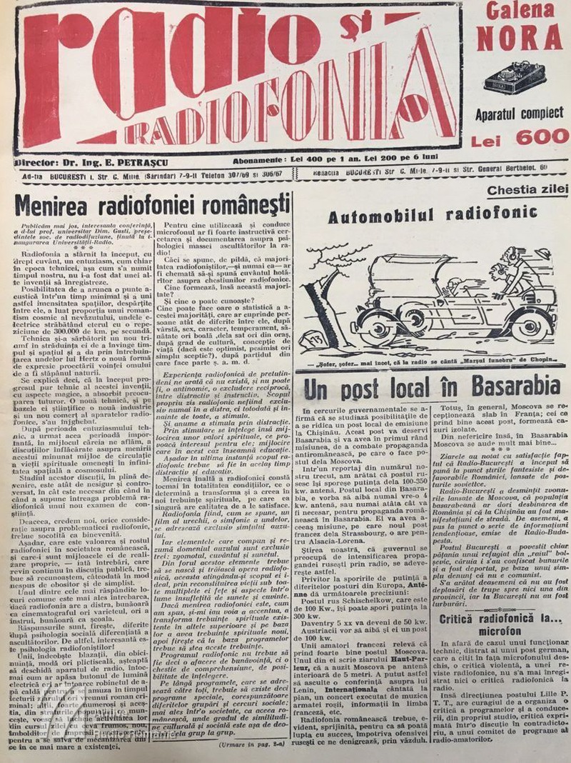 Dimitrie Gusti - Menirea radiofoniei române&#537;ti, "Radio &#537;i Radiofonia&#8221;, 9 martie 1930