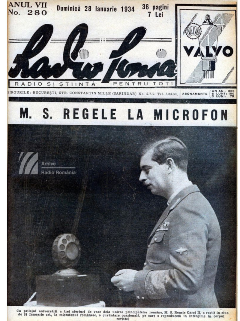 &#8221;Universitatea Radio&#8221;. M.S. Regele Carol II - Unirea tuturor românilor (24 ianuarie 1934)