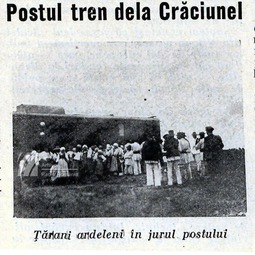 Postul tren de la Crciunel nconjurat de &#539;rani ardeleni (1933)