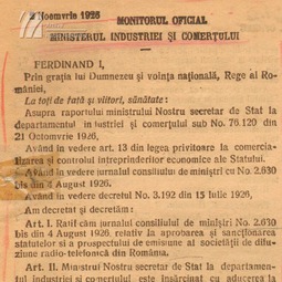 Decretul de înfiin&#539;are a Societăţii de Radiodifuziune (1926)