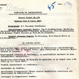 Procesul verbal al edinei Consiliului de Administraie (9 iulie 1937)